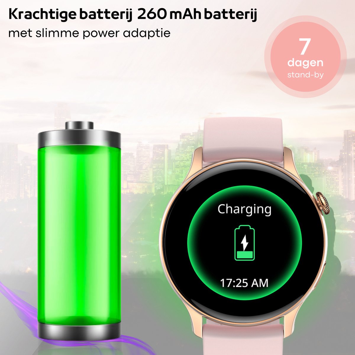 FOXLY® Amoled Smartwatch 46mm Roze Dames