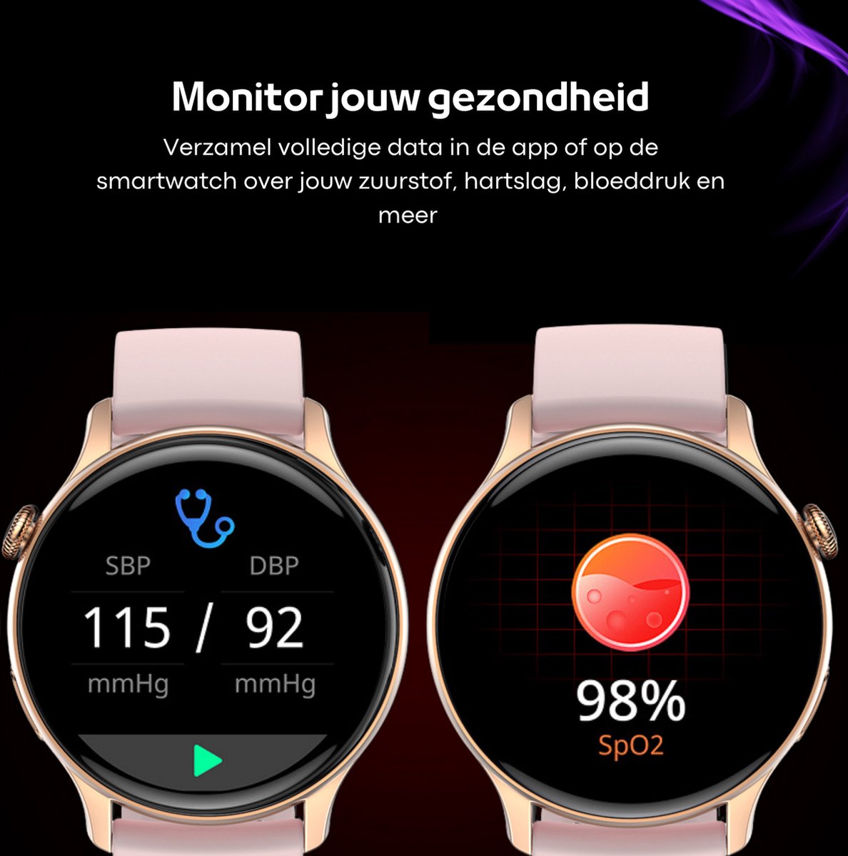 FOXLY® Amoled Smartwatch 46mm Roze Dames
