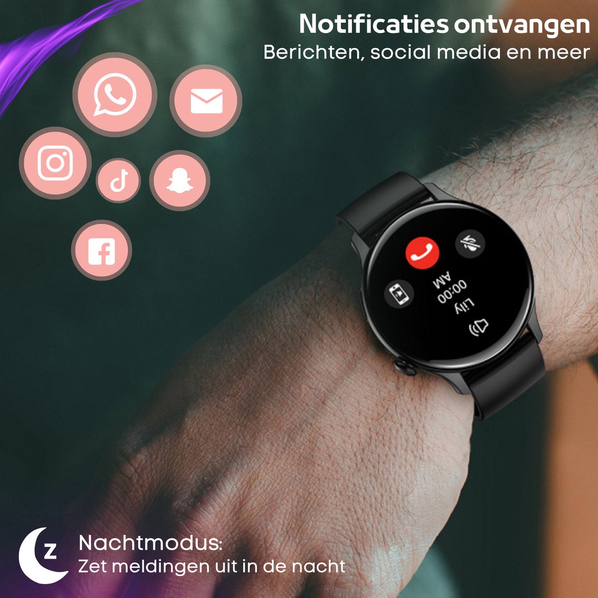 FOXLY® Amoled Smartwatch 46mm Roze Dames