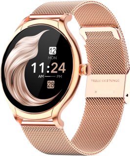 FOXLY® Smartwatch Dames Rose Goud HD Touchscreen