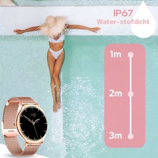 FOXLY® Smartwatch Dames Rose Goud HD Touchscreen