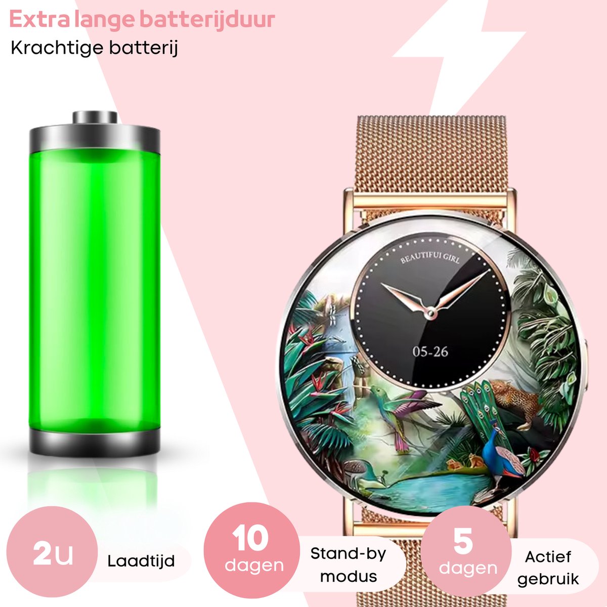 FOXLY® Smartwatch Ultra Rosé HD - Smartwatch voor Dames en Heren