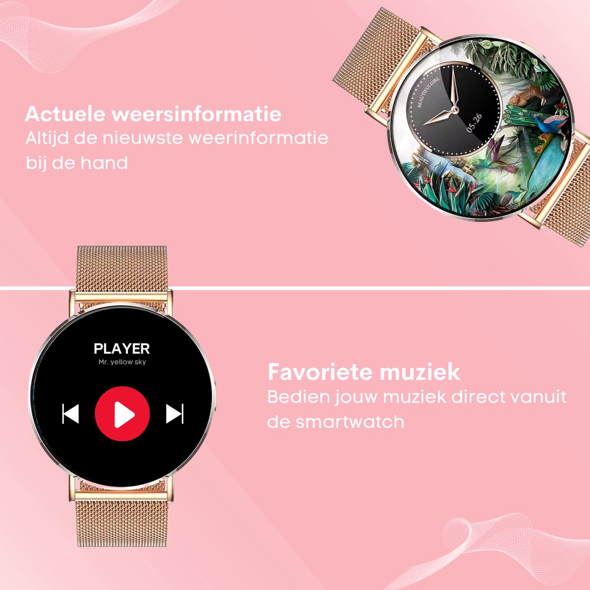 FOXLY® Smartwatch Ultra Rosé HD - Smartwatch voor Dames en Heren