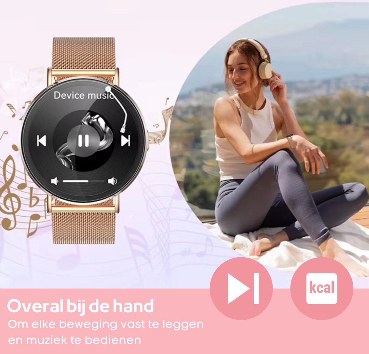 FOXLY® Smartwatch Ultra Rosé HD - Smartwatch voor Dames en Heren