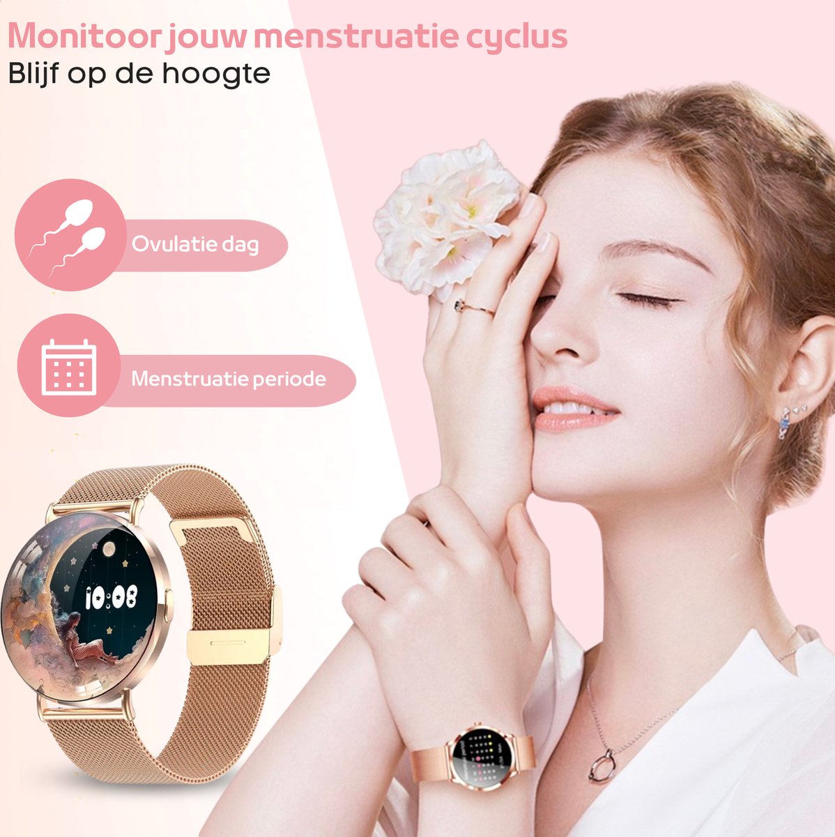 FOXLY® Smartwatch Ultra Rosé HD - Smartwatch voor Dames en Heren