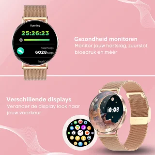 FOXLY® Smartwatch Ultra Rosé HD - Smartwatch voor Dames en Heren