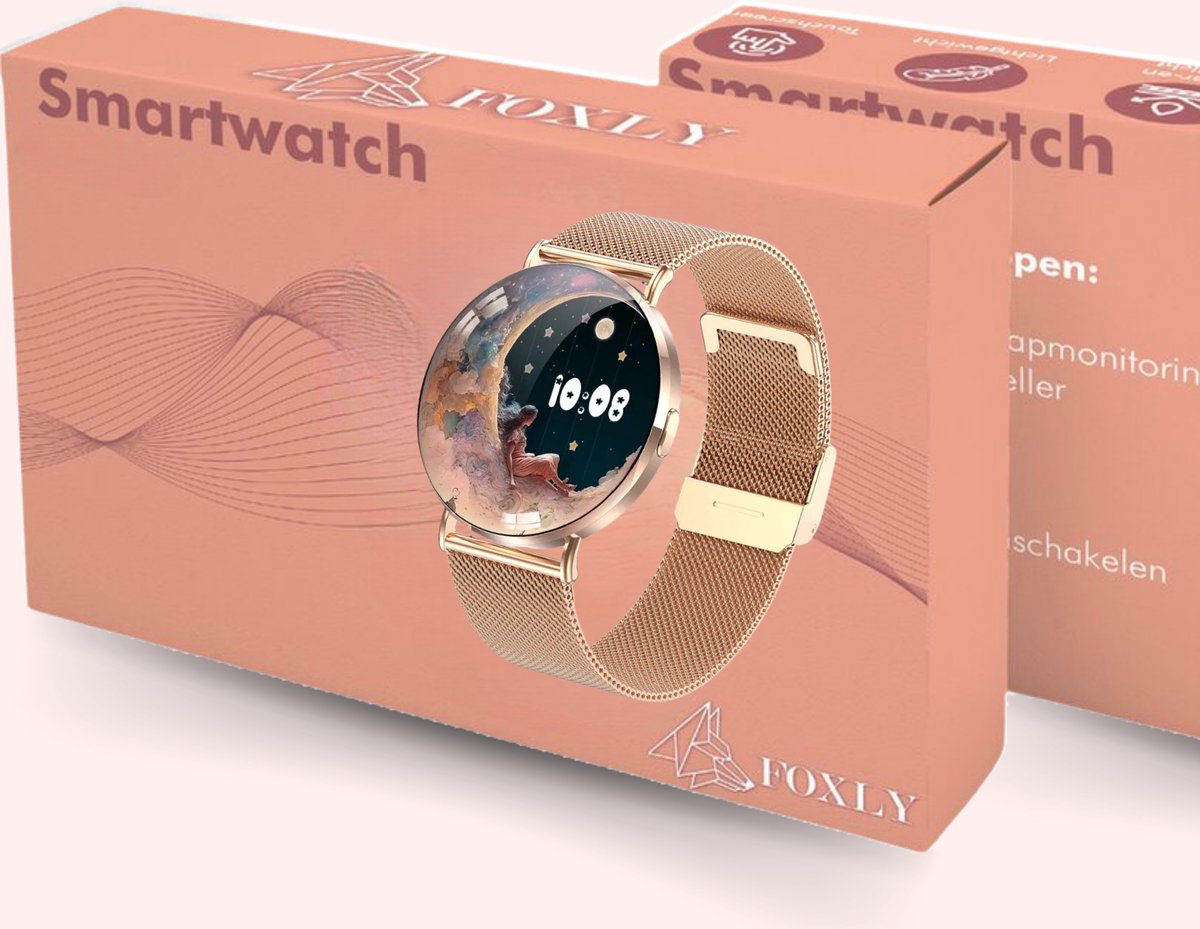 FOXLY® Smartwatch Ultra Rosé HD - Smartwatch voor Dames en Heren