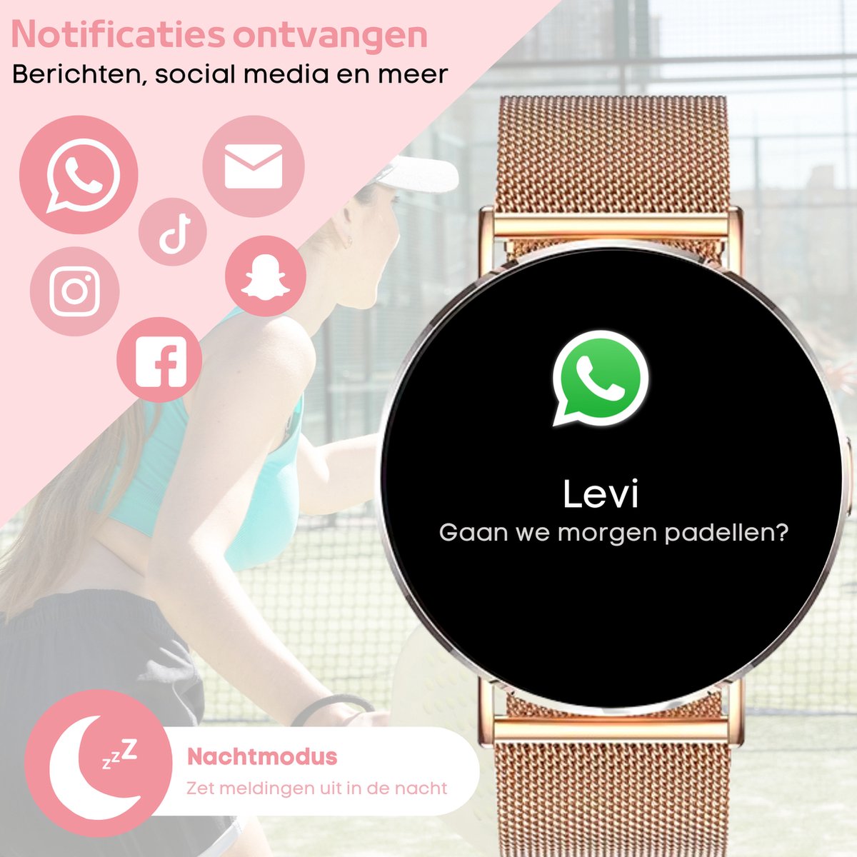 FOXLY® Smartwatch Ultra Rosé HD - Smartwatch voor Dames en Heren