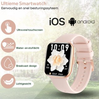 FOXLY® Smartwatch X12 HD Touchscreen Roze
