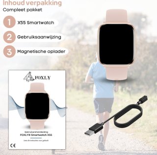 FOXLY® Smartwatch X12 HD Touchscreen Roze