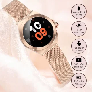 Frenkies Smartwatch Dames Rose Goud AMOLED