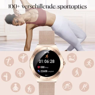 Frenkies Smartwatch Dames Rose Goud AMOLED