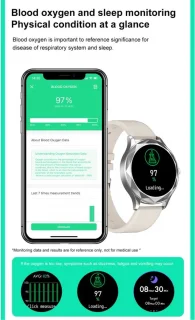 GALESTO Smartwatch Diamond Rosé Goud Stalen Band