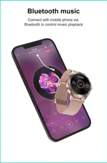 GALESTO Smartwatch Diamond Rosé Goud Stalen Band