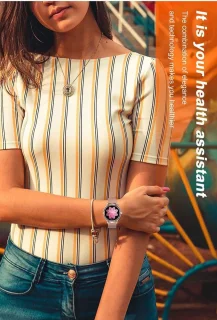 GALESTO Smartwatch Diamond Rosé Goud Stalen Band