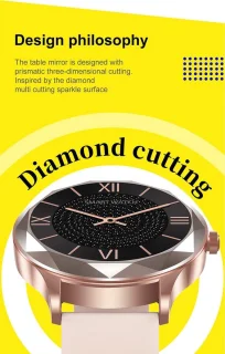GALESTO Smartwatch Diamond Rosé Goud Stalen Band