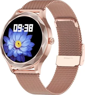 GALESTO Smartwatch Diamond Rosé Goud Stalen Band