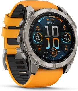 Garmin Fenix 8 51mm Titanium Saffier Oranje siliconen band