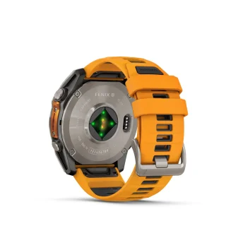 Garmin Fenix 8 51mm Titanium Saffier Oranje siliconen band