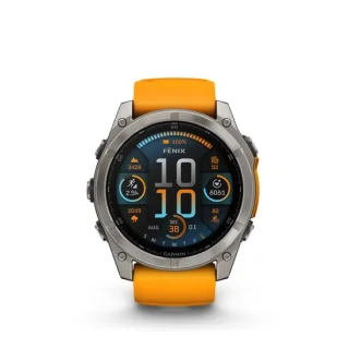 Garmin Fenix 8 51mm Titanium Saffier Oranje siliconen band