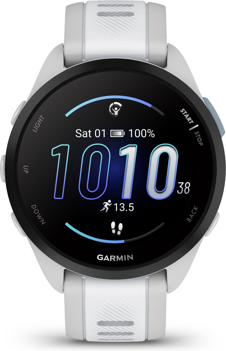 De Garmin Forerunner 165 Hardloophorloge Mist Grey-Whitestone in één oogopslag