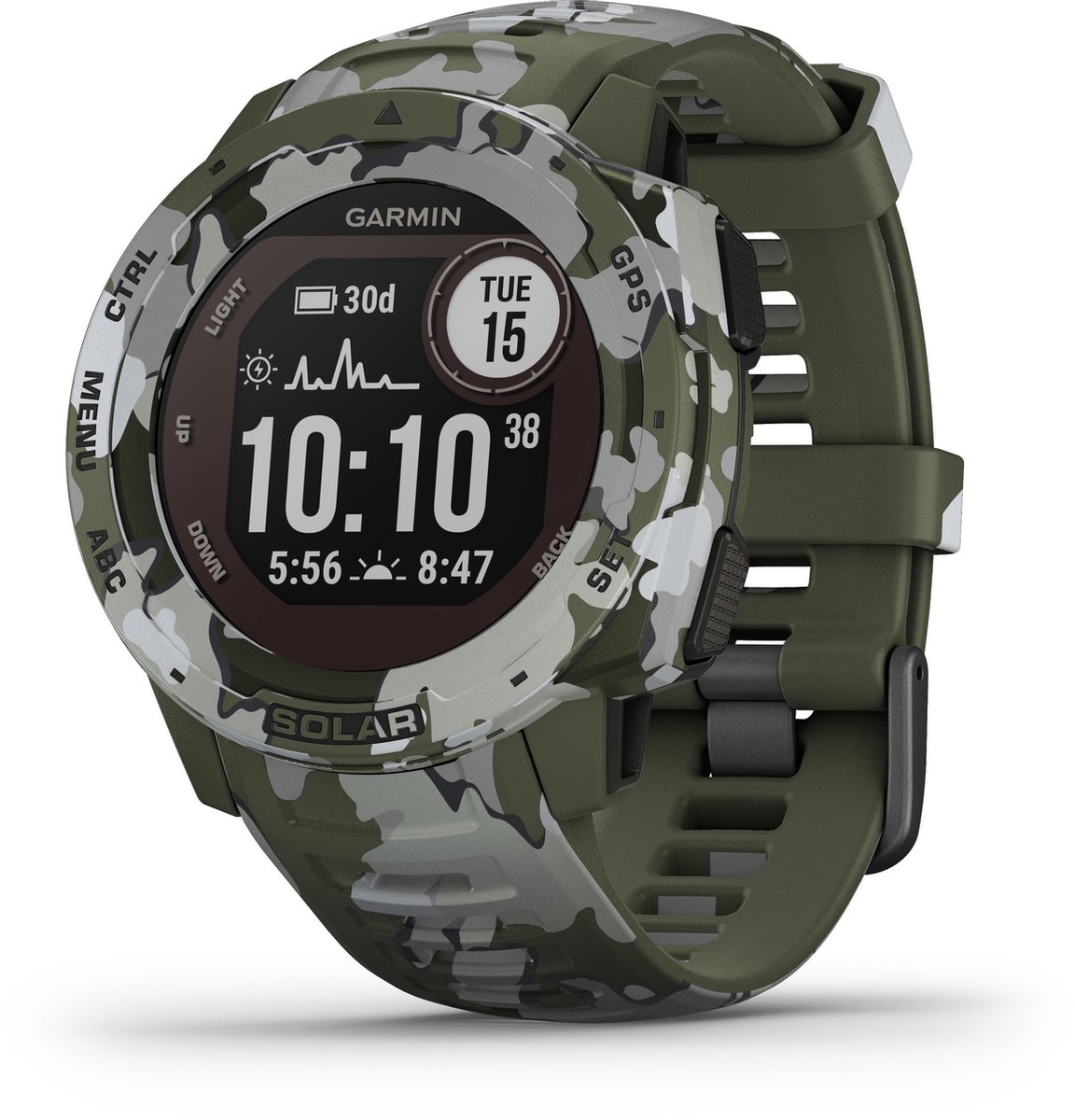 Wat vinden we goed aan de Garmin Instinct Solar 45mm Groen Camo Edition Smartwatch
