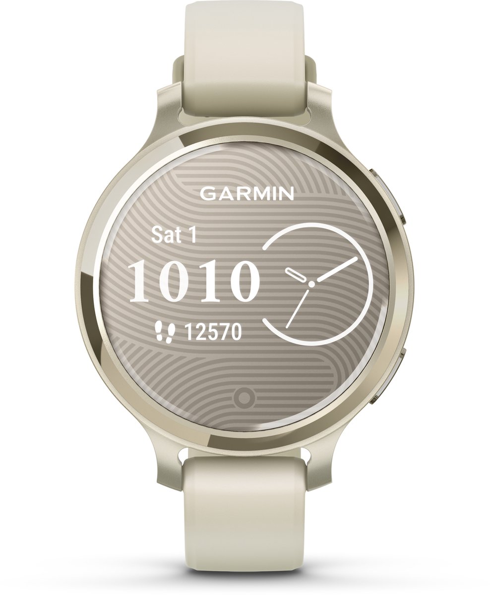 De Garmin Lily 2 Active Smartwatch 35 mm Lunar Gold Bone Bandje in één oogopslag
