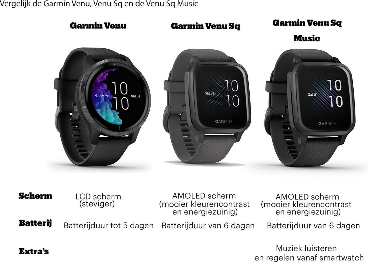 Garmin Venu Sq Music Smartwatch Light Sand Rose Gold