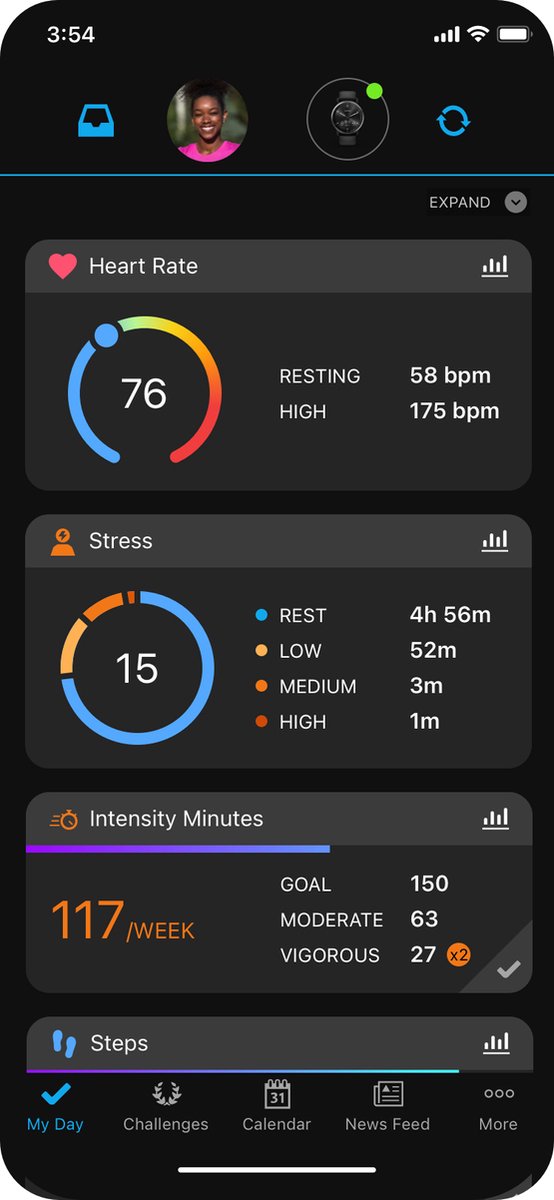 Garmin Vivomove Sport Hybrid Smartwatch 40mm Zwart