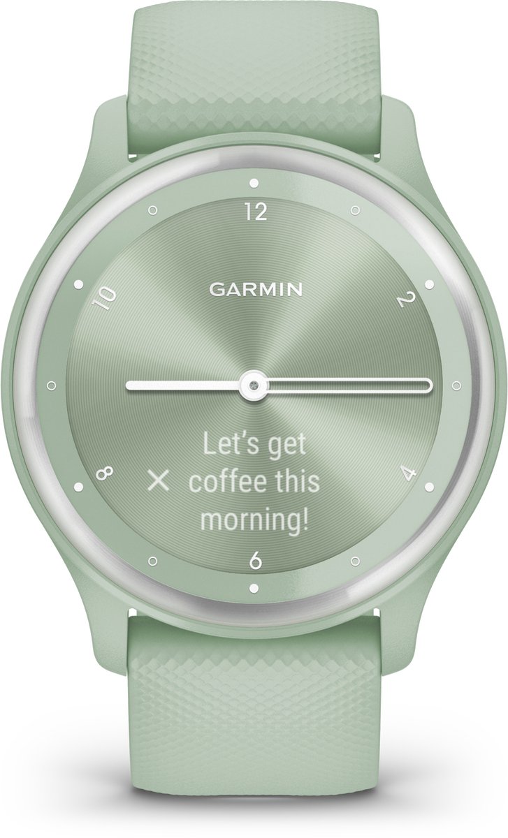 De Garmin Vivomove Sport Hybrid Smartwatch Mint/Zilver in één oogopslag