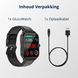 GlucoWatch ECG Hartslagmeter Smartwatch Zwart