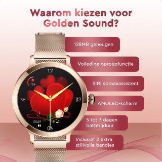 Golden Sound AMOLED Smartwatch Dames 40mm - 3 Extra Bandjes