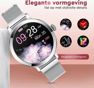 Golden Sound AMOLED Smartwatch Dames 40mm Zilver inclusief 3 bandjes