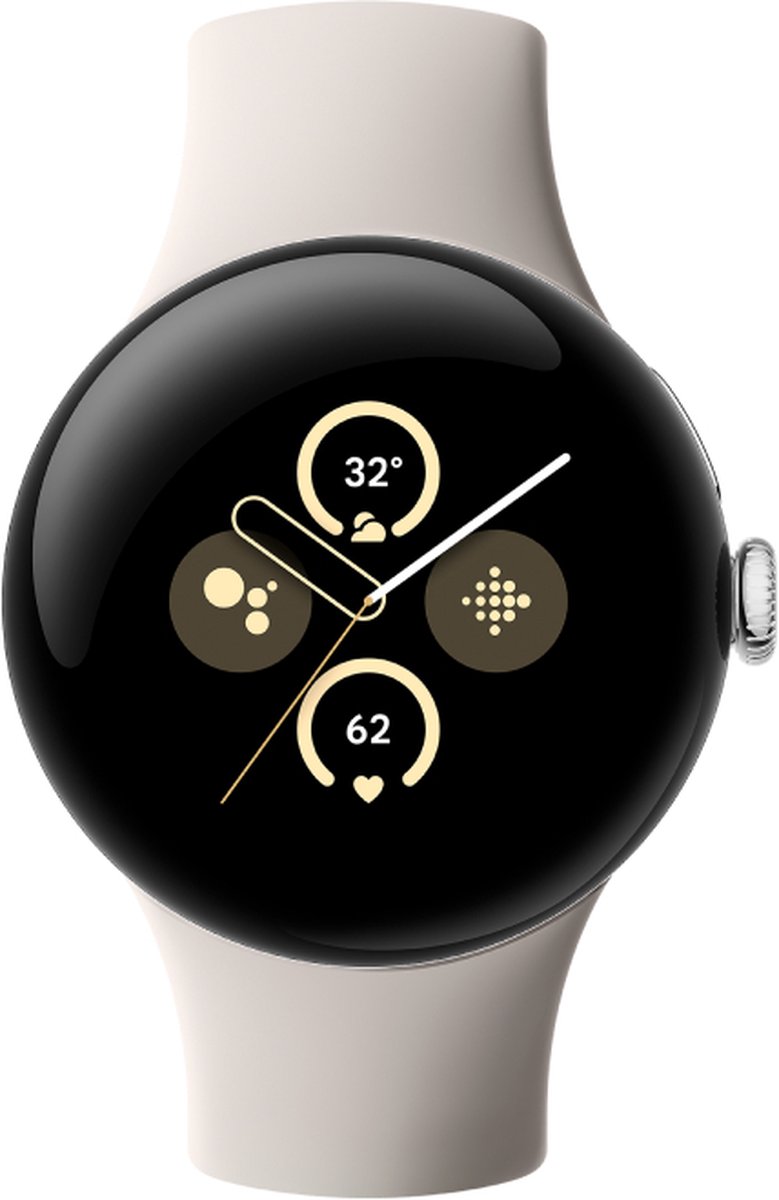 De Google Pixel Watch 2 Zilver Beige Siliconenband in één oogopslag