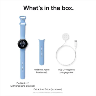 Google Pixel Watch 2 Zilver Blauw Sportbandje