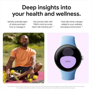 Google Pixel Watch 2 Zilver Blauw Sportbandje
