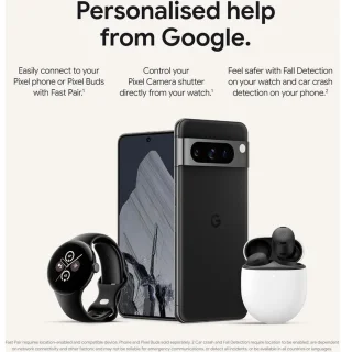 Google Pixel Watch 2 Zilver Blauw Sportbandje
