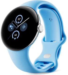 Google Pixel Watch 2 Zilver Blauw Sportbandje