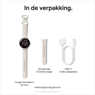 Google Pixel Watch 3 45mm Zilver/Porselein