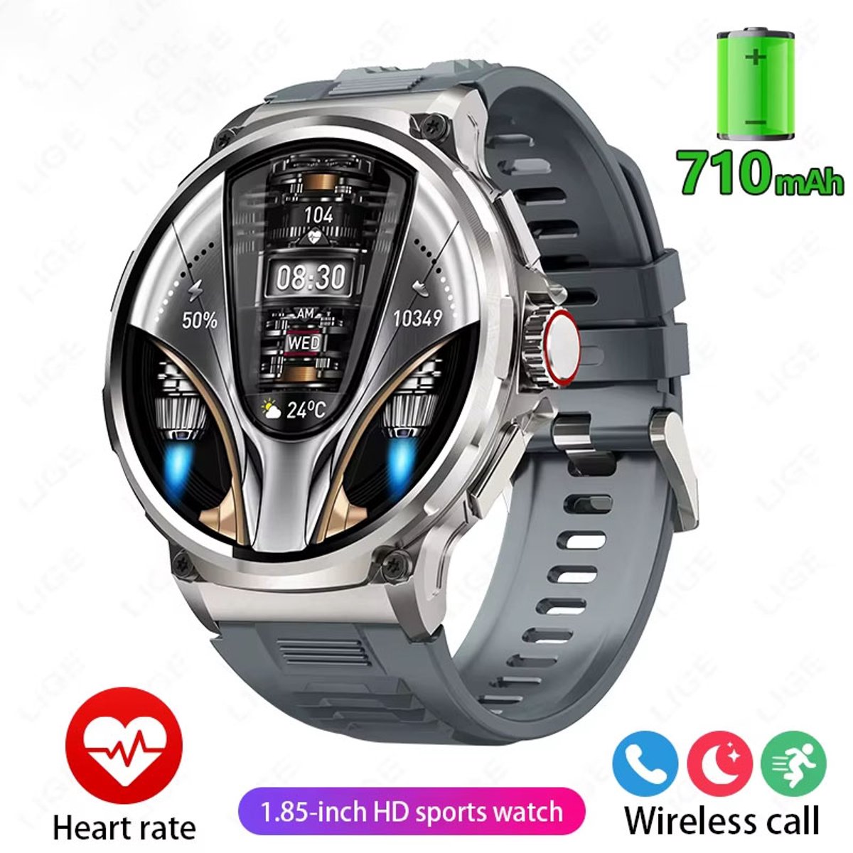 GPS Smartwatch 1,85 inch - Sporthorloge met Bluetooth Oproep en Hartslagmeter
