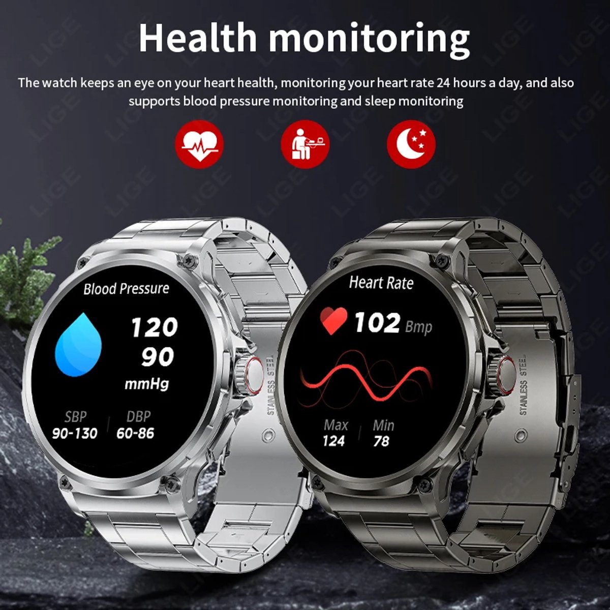 GPS Smartwatch 1,85 inch - Sporthorloge met Bluetooth Oproep en Hartslagmeter