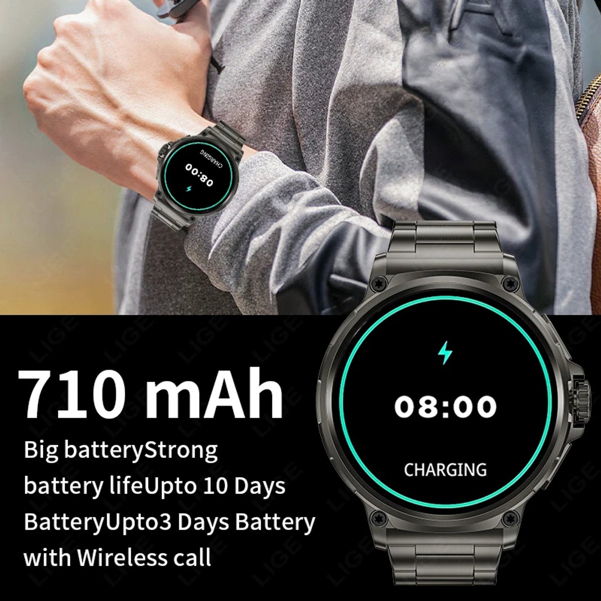 GPS Smartwatch 1,85 inch - Sporthorloge met Bluetooth Oproep en Hartslagmeter