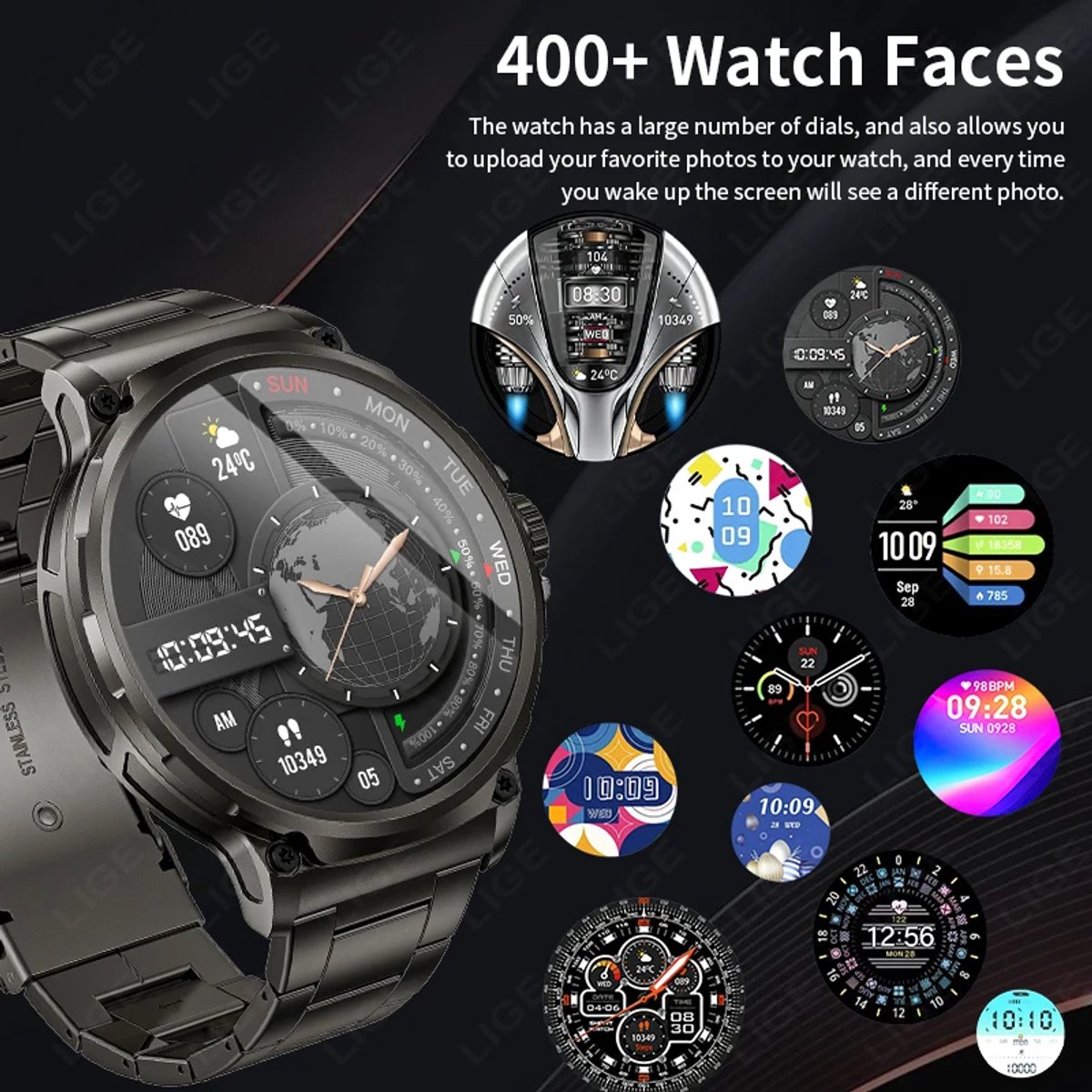 GPS Smartwatch 1,85 inch - Sporthorloge met Bluetooth Oproep en Hartslagmeter
