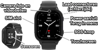 GPSHorlogeKids Edge Pro Zwart - GPS Horloge Kind Smartwatch