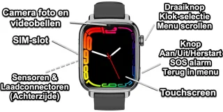 GPSHorlogeKids Flux Zwart GPS Horloge Kind Smartwatch 2025 Incl SIM