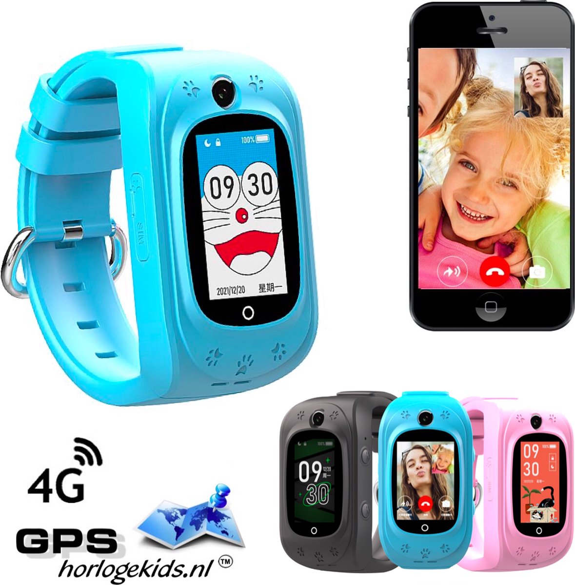 De GPSHorlogeKids TINY Blauw Kinder Smartwatch 4G in één oogopslag