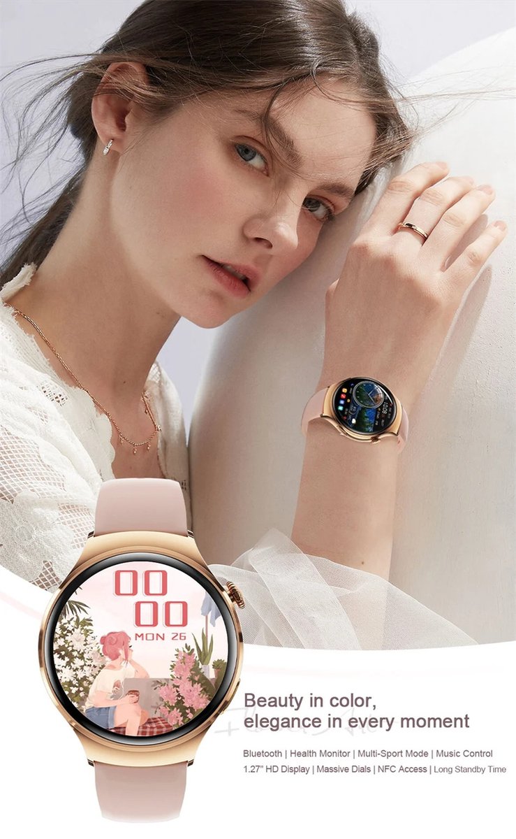 GT4 Mini NFC Smartwatch Vrouwen GPS 1.27" AMOLED 2024