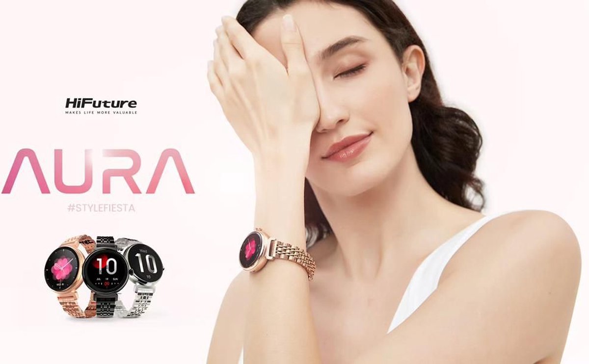 HiFuture Aura Smartwatch Dames 1,08 inch AMOLED Zwart