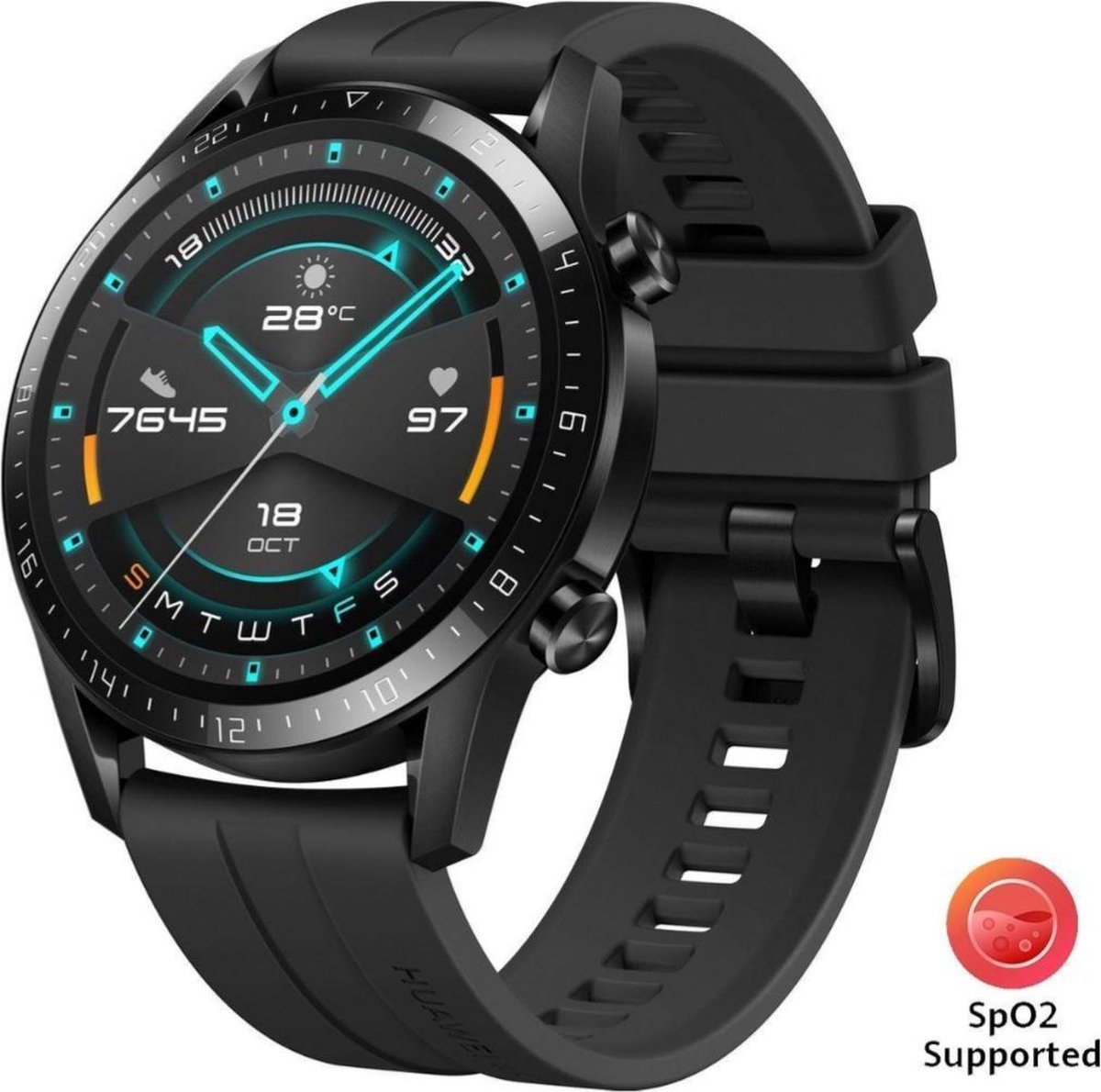 Wat vinden we goed aan de Huawei Watch GT 2 Zwart Fluoroelastomer Band