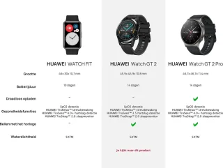 Huawei Watch GT 2 Zwart Fluoroelastomer Band